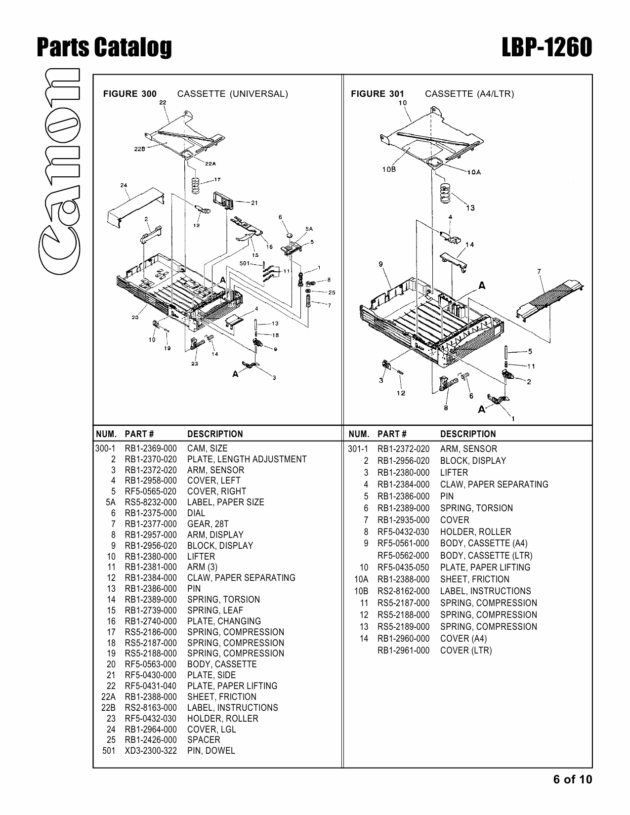 Canon imageCLASS LBP-1260 Parts Catalog Manual-6